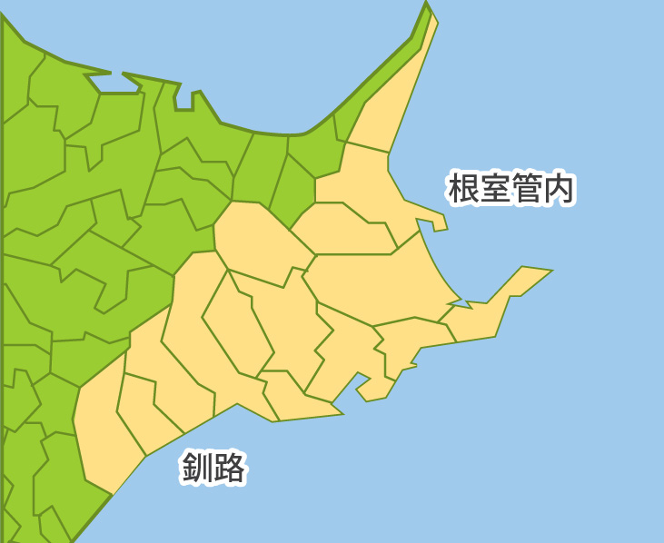 釧路・根室管内の地図